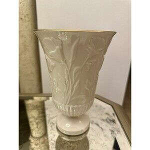 Lenox Poppy Vase Embossed Porcelain Fine China 24 KT Gold Trim